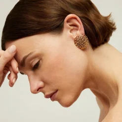 Onde Gourmette studs earrings large size gold
