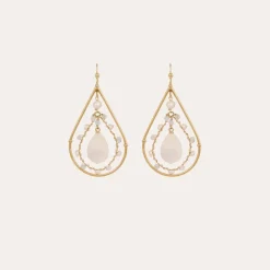 Orphee earrings mini gold - Withe Mother-of-pearl