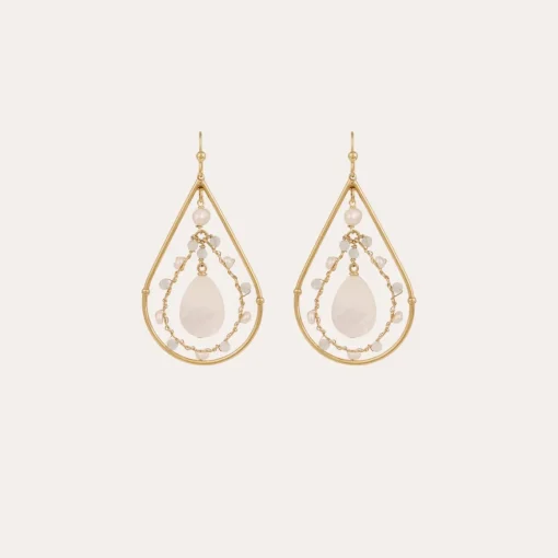 Orphee earrings mini gold - Withe Mother-of-pearl