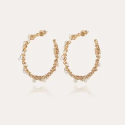 Orphee hoop earrings gold - Withe Mother-of-pearl