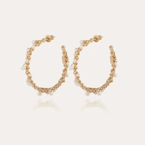 Orphee hoop earrings gold - Withe Mother-of-pearl