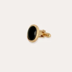 Ovo cufflinks gold - Black Basalt