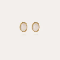 Ovo studs earrings gold - Crystal