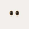 Ovo studs earrings gold - Black Basalt