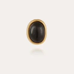 Ovo studs earrings gold - Black Basalt