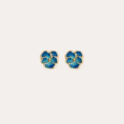 Pensee enamel earrings gold