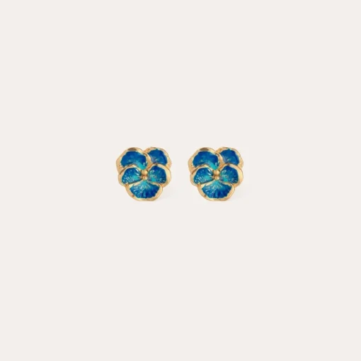 Pensee enamel earrings gold