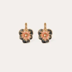 Pensee enamel earrings gold