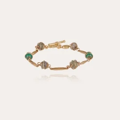 Perla Serti bracelet gold - Aventurine & Grey Agate
