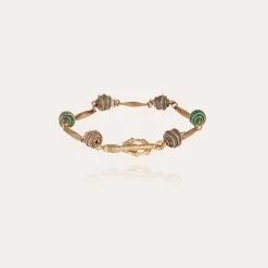 Perla Serti bracelet gold - Aventurine & Grey Agate