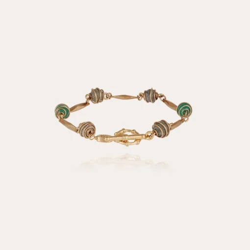 Perla Serti bracelet gold - Aventurine & Grey Agate