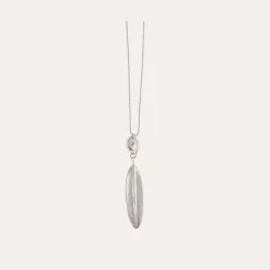 Plume long necklace silver