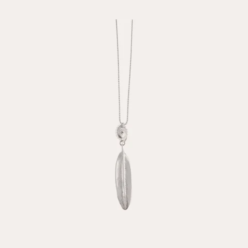 Plume long necklace silver