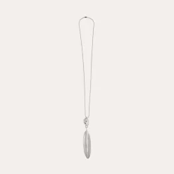 Plume long necklace silver