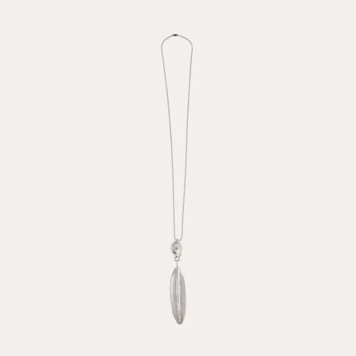 Plume long necklace silver