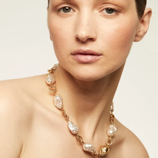 Rainbow Biwa Bis necklace gold