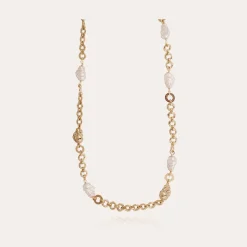Rainbow Biwa long necklace gold