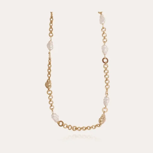 Rainbow Biwa long necklace gold