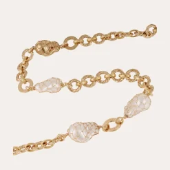 Rainbow Biwa long necklace gold