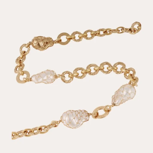 Rainbow Biwa long necklace gold