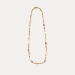 Rainbow Biwa long necklace gold