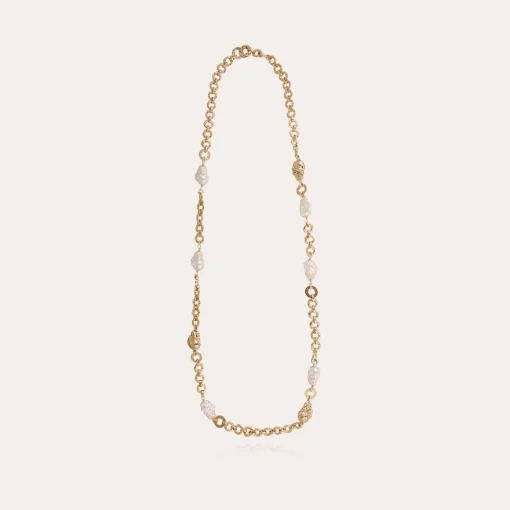 Rainbow Biwa long necklace gold