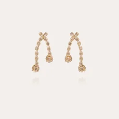 Riviera asymetric earrings small size gold - Zirconia