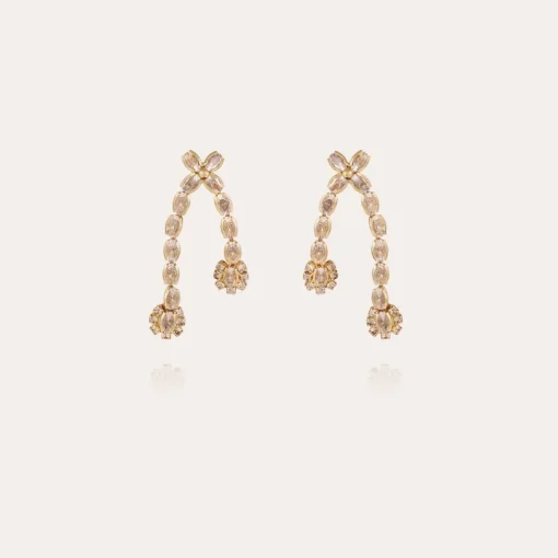 Riviera asymetric earrings small size gold - Zirconia