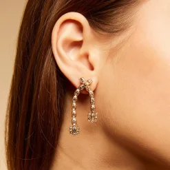 Riviera asymetric earrings small size gold - Zirconia