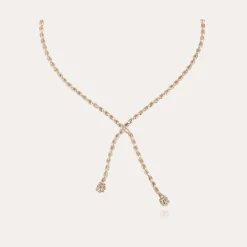 Riviera asymetric necklace gold - Zirconia