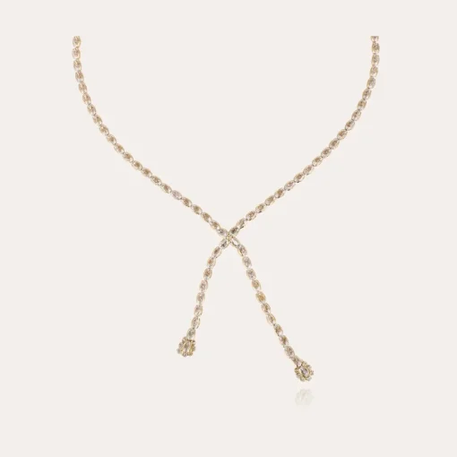 Riviera asymetric necklace gold - Zirconia