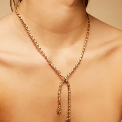 Riviera asymetric necklace gold - Zirconia