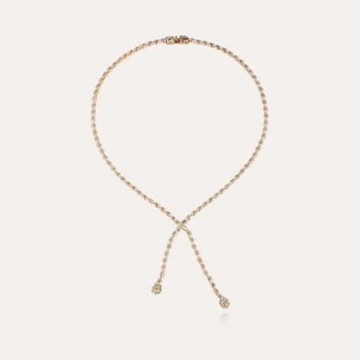 Riviera asymetric necklace gold - Zirconia