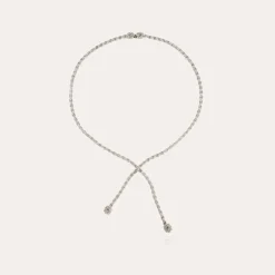 Riviera asymetric necklace rhodium finish - Zirconia