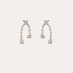 Riviera asymétrique earrings small size rhodium finish - Zirconia