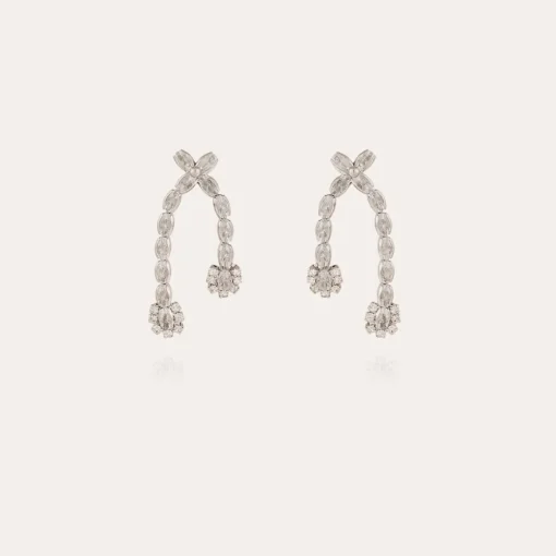 Riviera asymétrique earrings small size rhodium finish - Zirconia