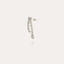 Riviera asymétrique earrings small size rhodium finish - Zirconia