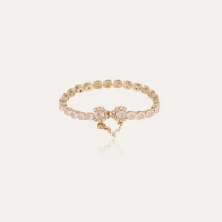Riviera Fleur bracelet large size gold - Zirconia