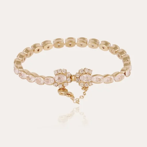 Riviera Fleur bracelet large size gold - Zirconia
