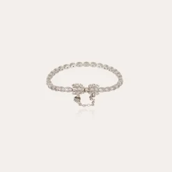Riviera Fleur bracelet small size rhodium finish - Zirconia
