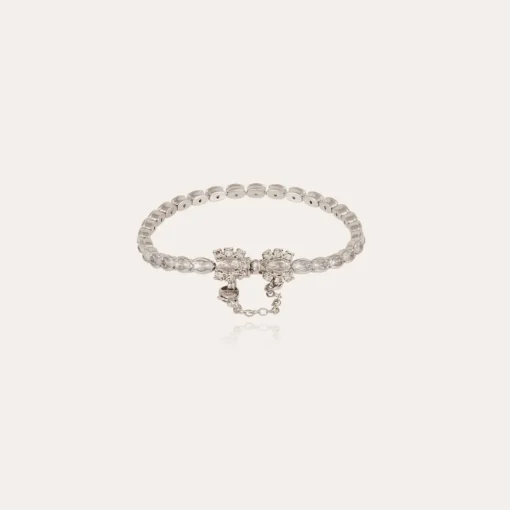 Riviera Fleur bracelet small size rhodium finish - Zirconia