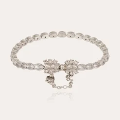 Riviera Fleur bracelet small size rhodium finish - Zirconia