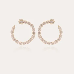 Riviera hoop earrings large size gold - Zirconia