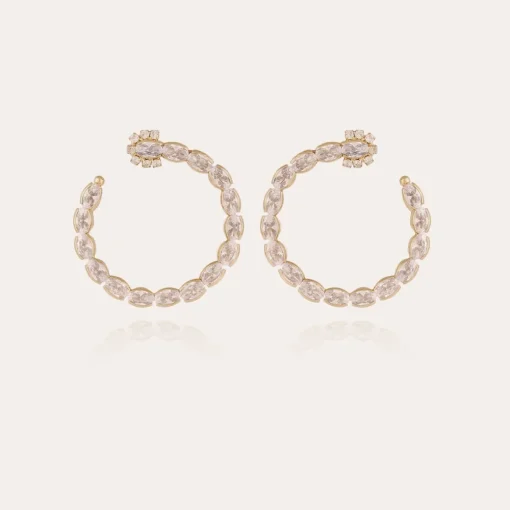Riviera hoop earrings large size gold - Zirconia
