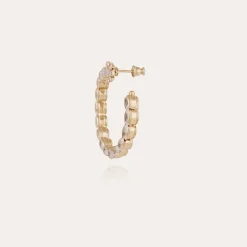 Riviera hoop earrings large size gold - Zirconia
