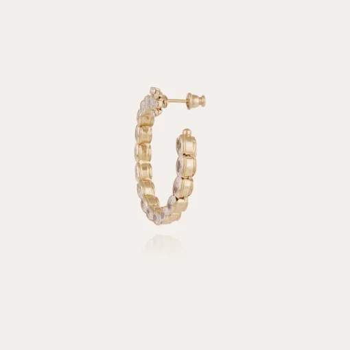 Riviera hoop earrings large size gold - Zirconia