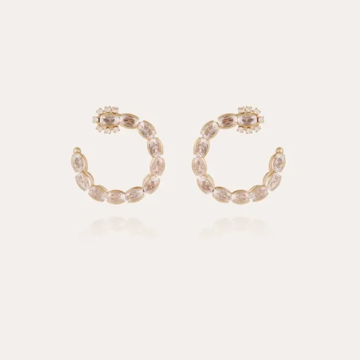 Riviera hoop earrings small size gold - Zirconia
