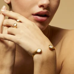 Saint Germain bracelet gold - White Mother-of-pearl