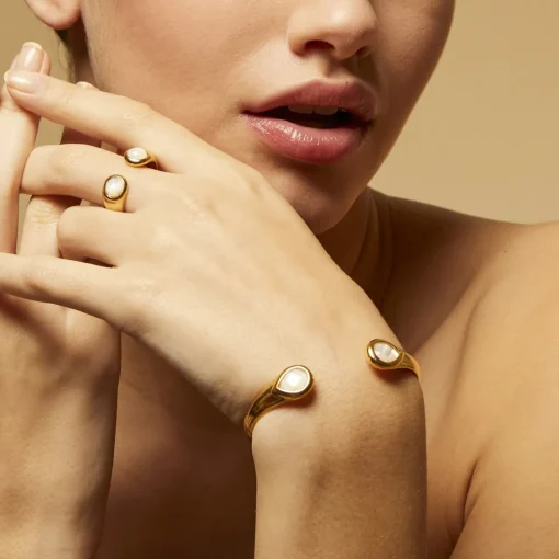 Saint Germain bracelet gold - White Mother-of-pearl