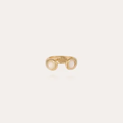Saint Germain ring gold - White Mother-of-pearl